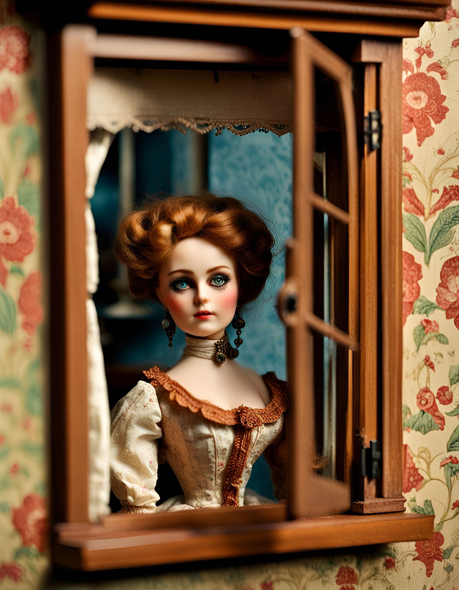 Dollhouse Bordello with Lady Doll and Peering Eye