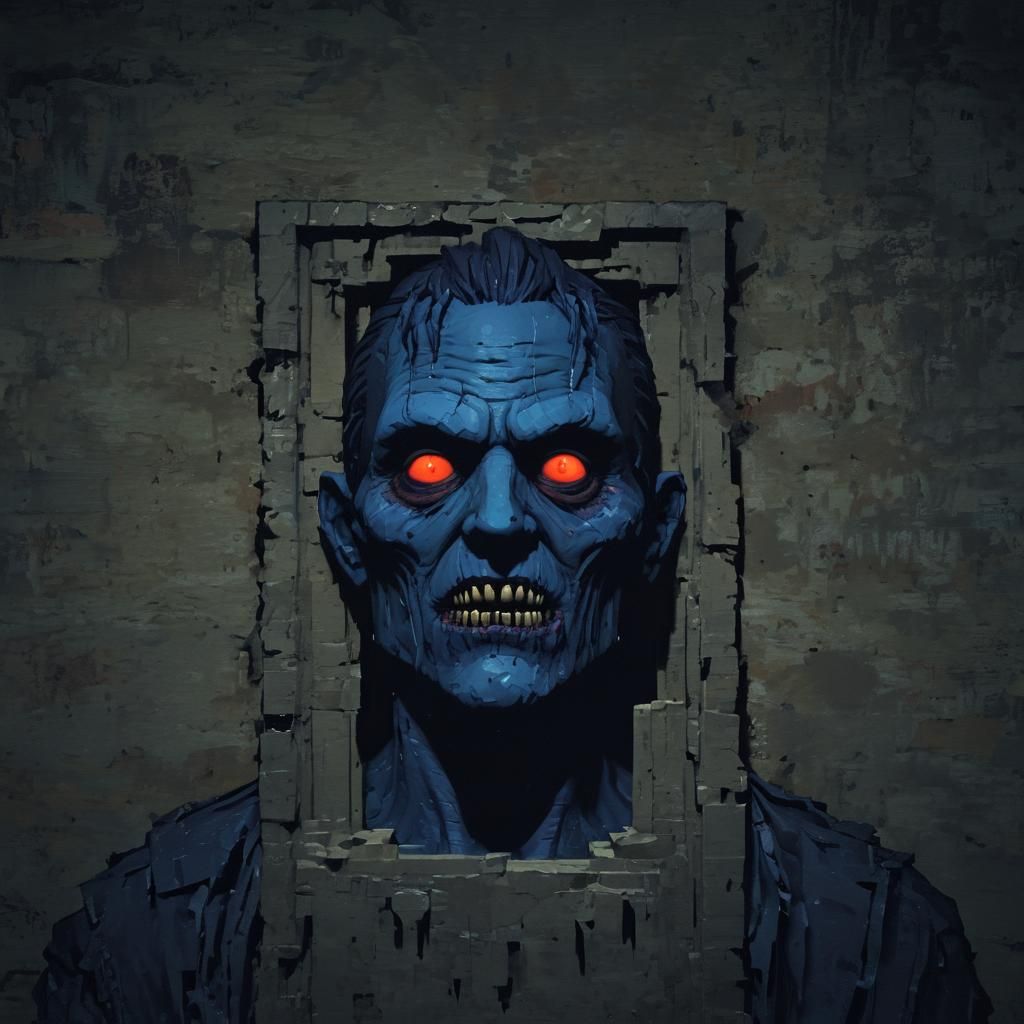 8-Bit Horror Ghoul with Glowing Eyes