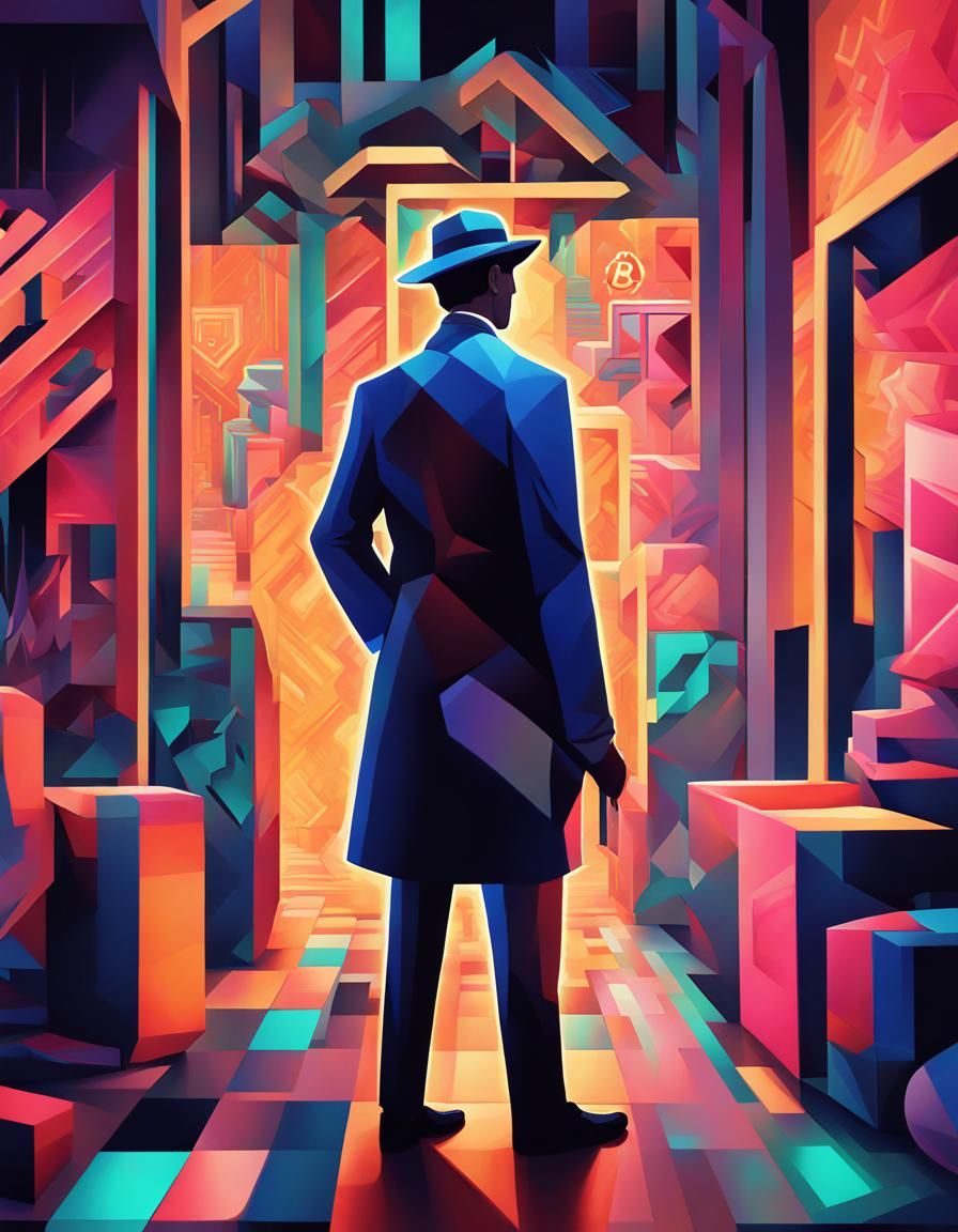 Neon Detective Searches for Bitcoin Clues in Miami