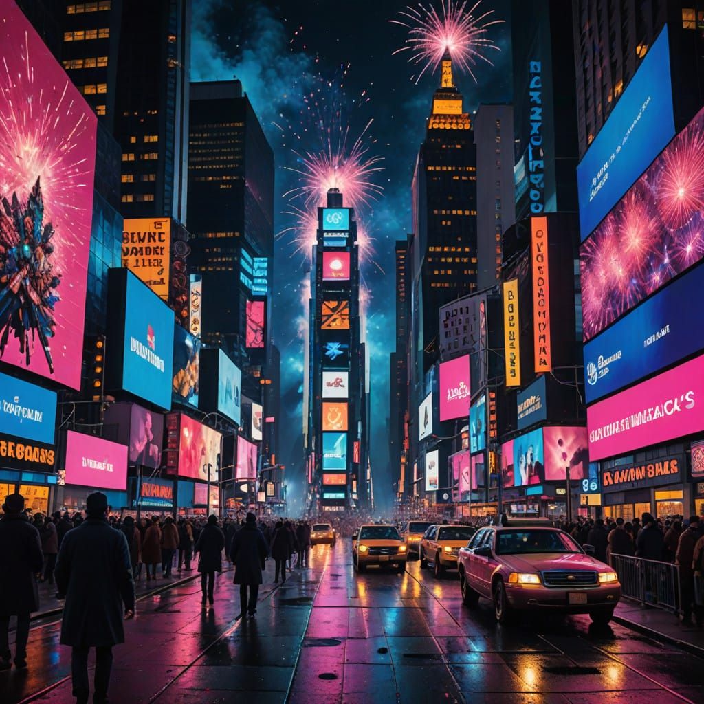 New York City New Years Eve Landscape in Industrial Steampun...