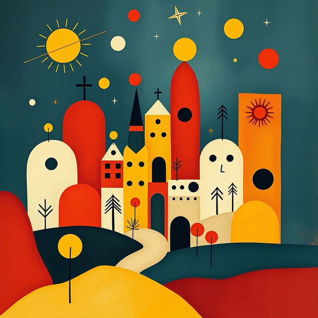 Dreamlike Abstract Cityscape in Paul Klee Style