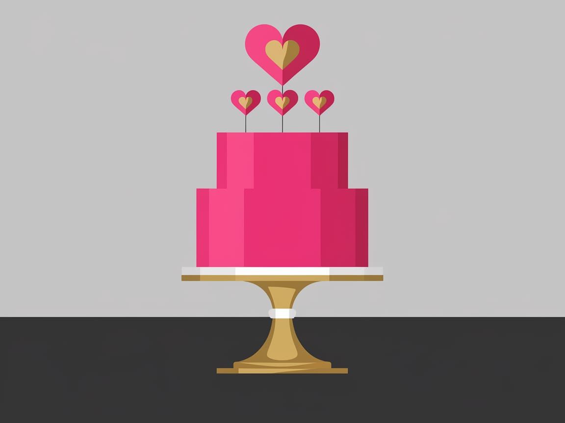 Modern Minimalist Cake Design in Bright Pink and Gold
