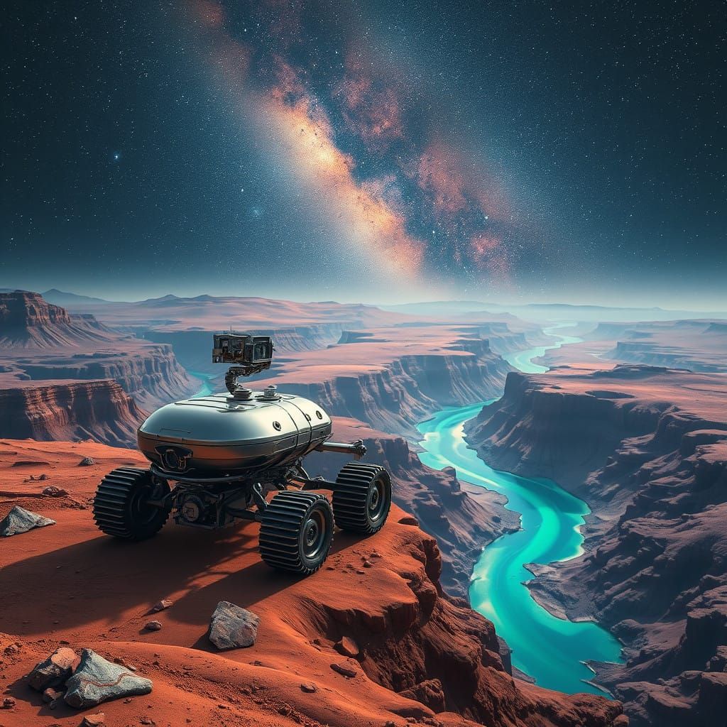 Mars River Expedition in Futuristic Realism