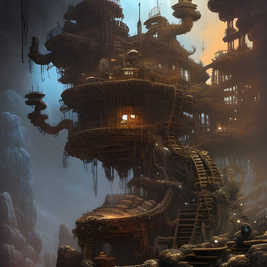 Dwarven Miner Exiting Bonsai Mine: Digital Matte Painting