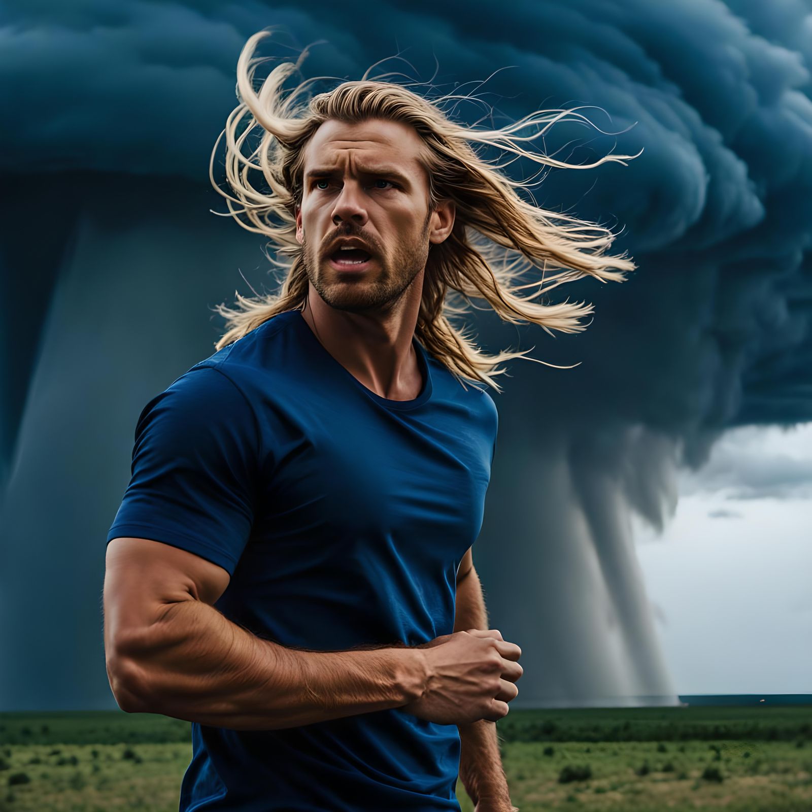 Man in Tornado Center: A Portrait of Calm