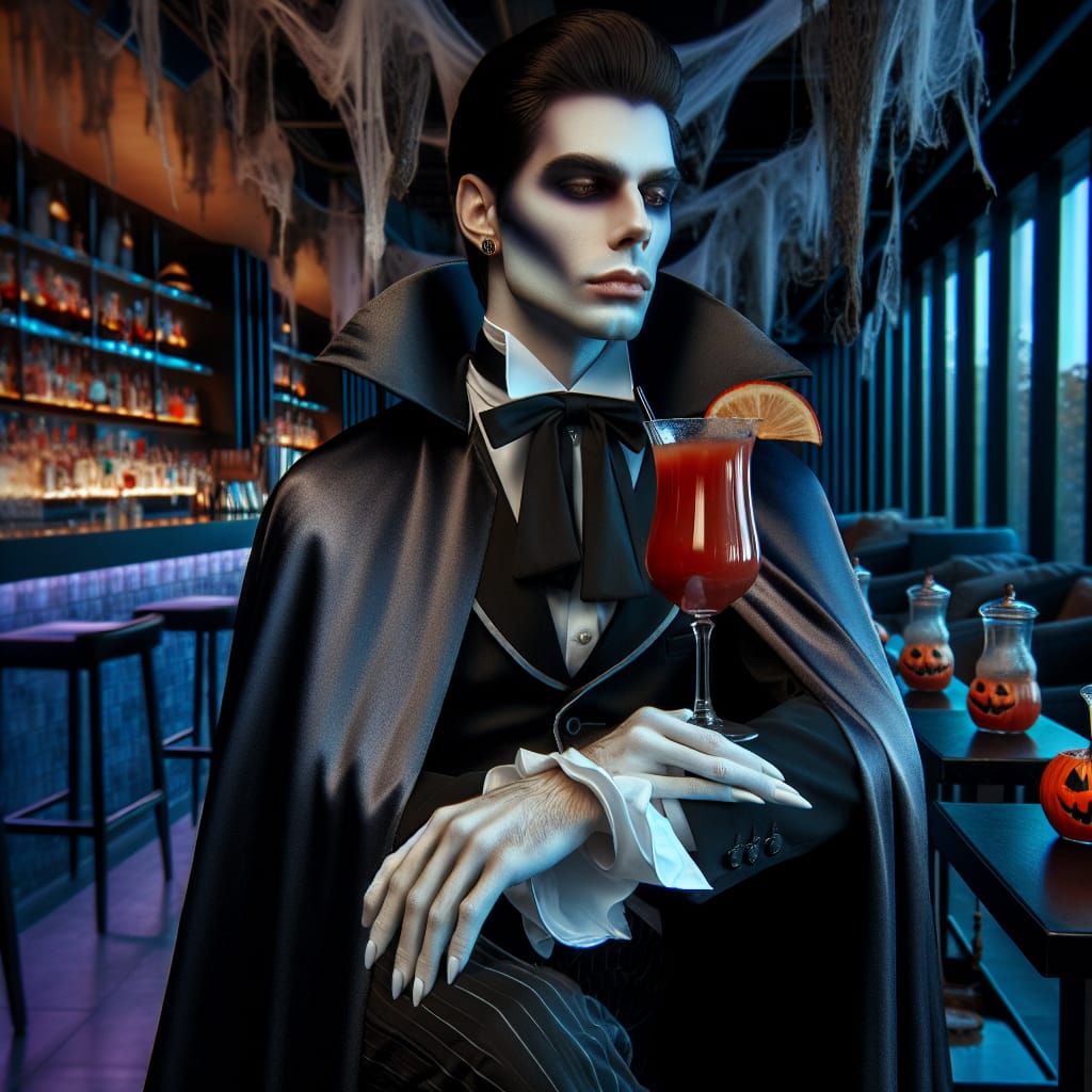 Bela Lugosi's Dracula sitting on a Barchair in a Cocktailbar...