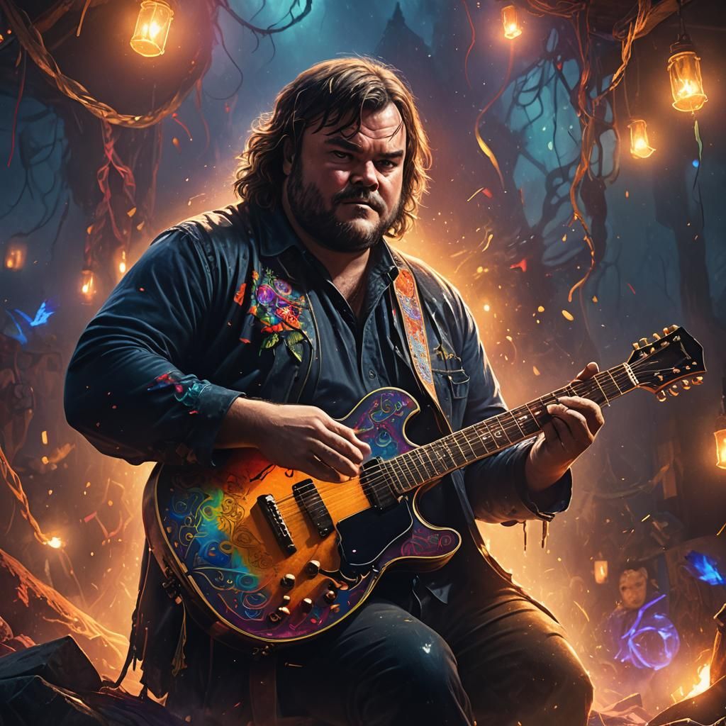 Jack Black Plays Guitar in Fantasy Splash Art