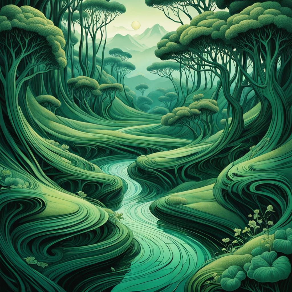 Verdant Curves in Art Nouveau Style