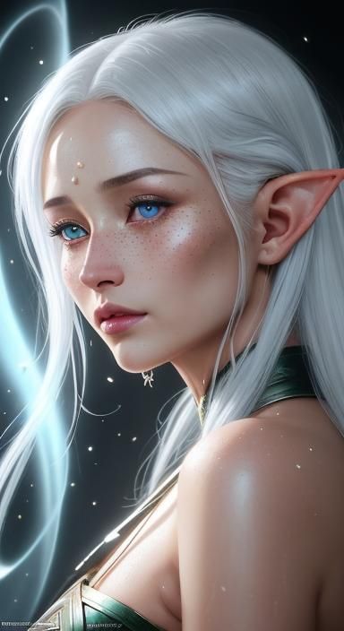 Elven Goddess Portrait in Hyperdetailed Style