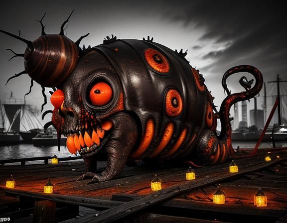 Horror Zombie Snail in Chiaroscuro Style