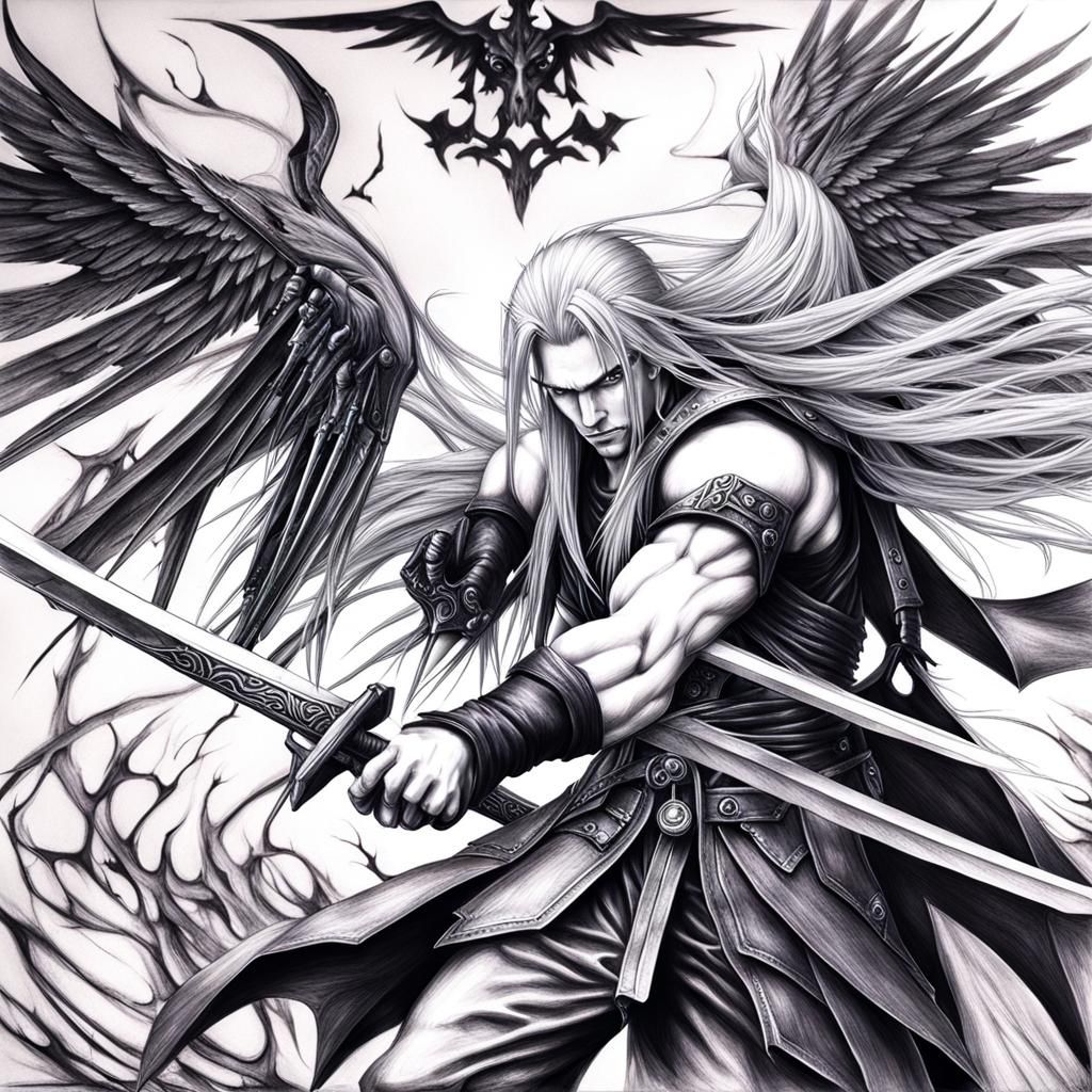 Sephiroth Charcoal Drawing from Final Fantasy 7