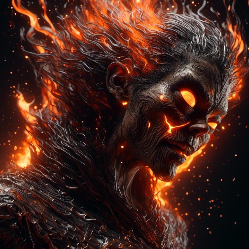 Dramatic Molten Metal Aoidos with Fiery Sparks