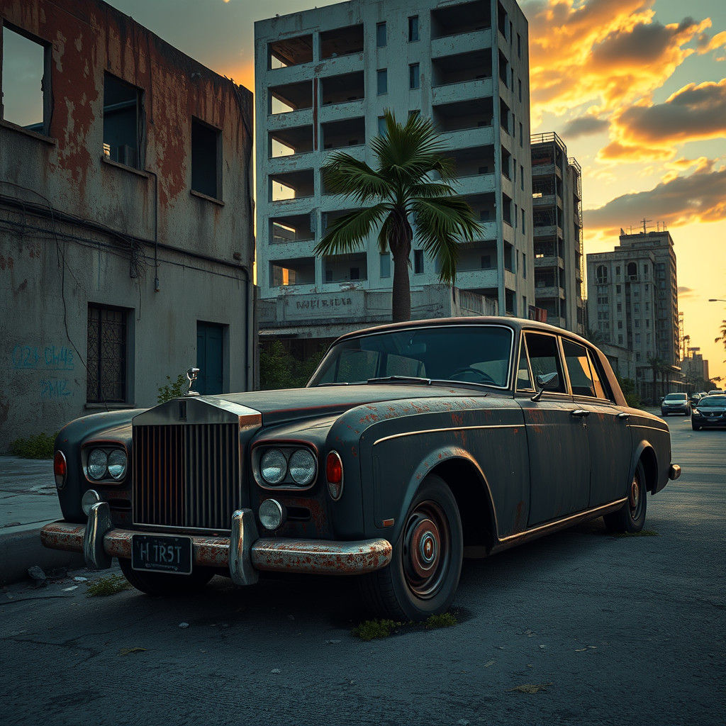 Abandoned Rolls-Royce La Rose Noire in Miami's Ruins at Suns...