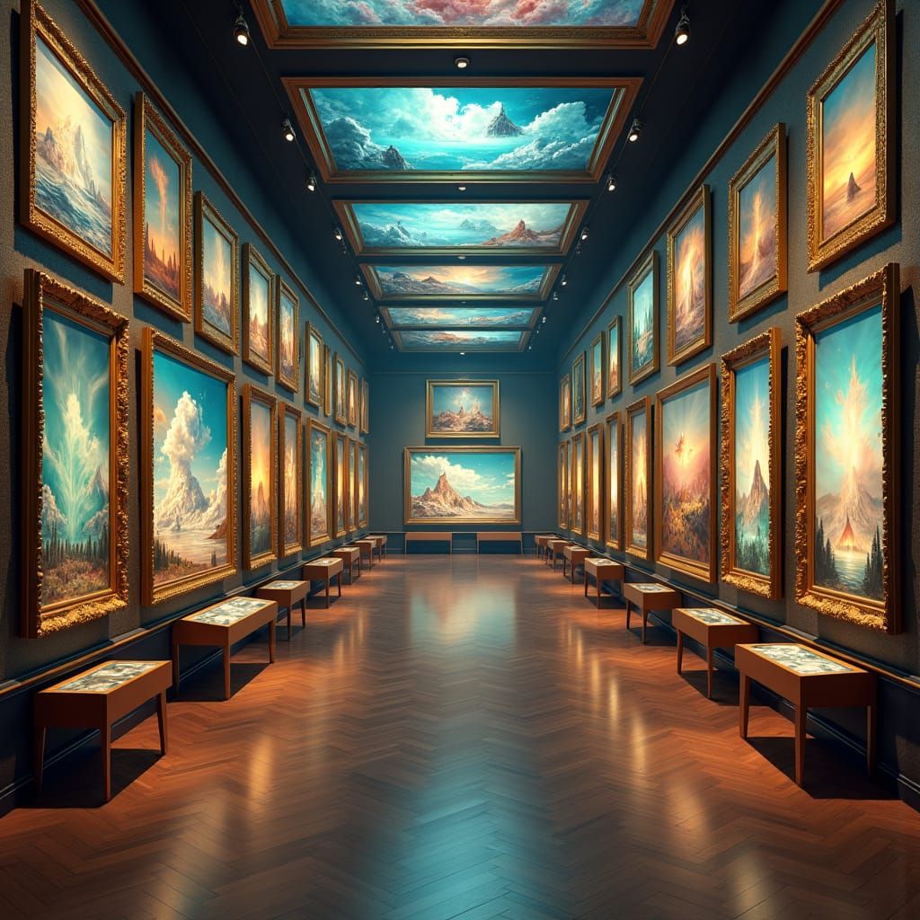 Physics-Inspired Art Gallery with Dreamlike Scenarios