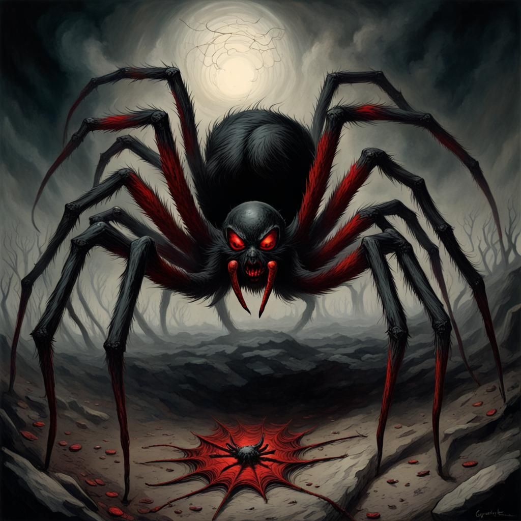 Demonic Spider in Horror Style