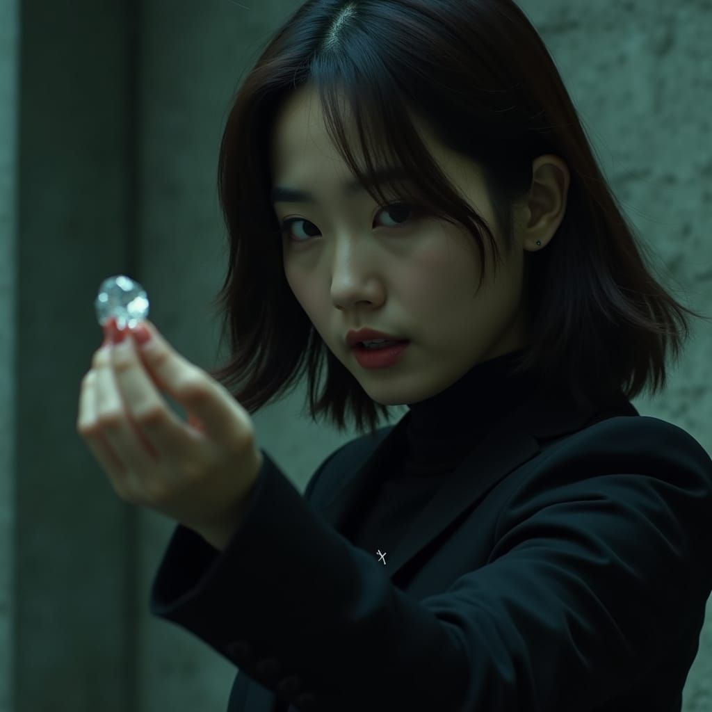Korean Spy Steals Diamond: Cinematic Film Still