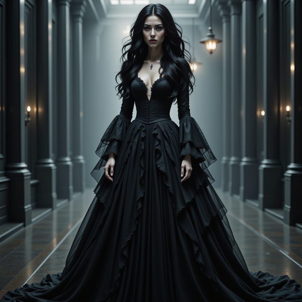 Gothic Woman in Victorian Dress, Cinematic Horror