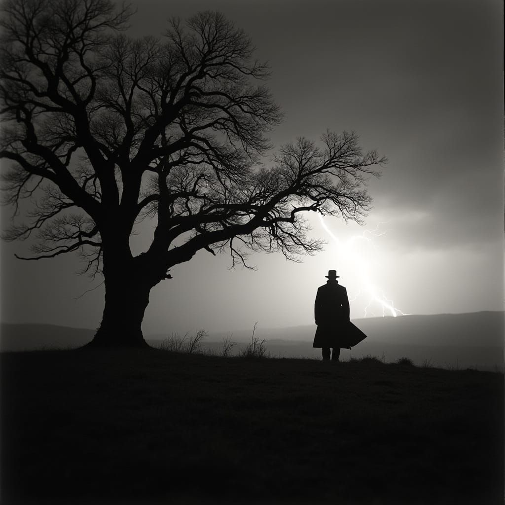 Timeless Solitude on the Windswept Moor in Moody Black and W...