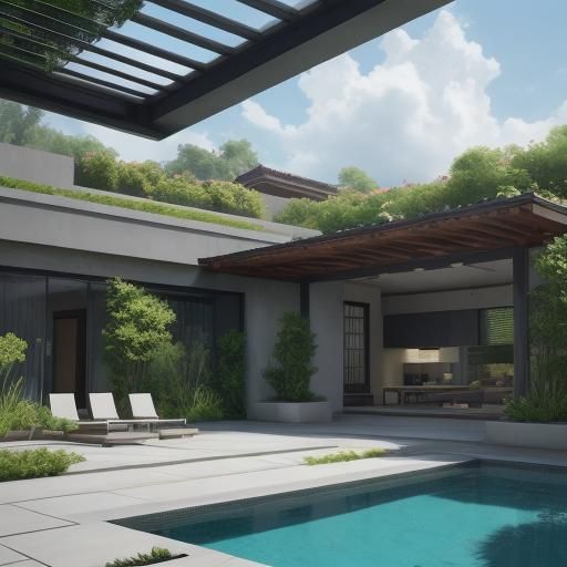 Modern Courtyard Residence with Lush Landscaping