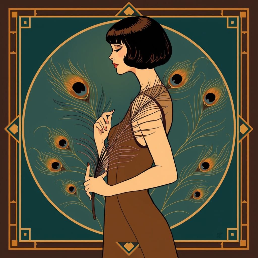 Sultry Flapper Woman in Art Deco Elegance