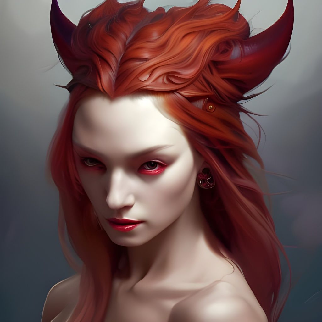 Demonic Devil Princess Portrait in Hyperdetailed Style