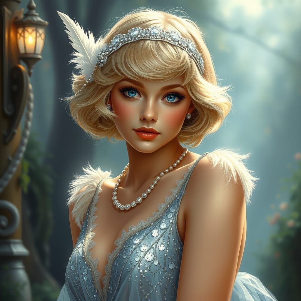 Ethereal Daisy Buchanan in Sparkling Flapper Attire