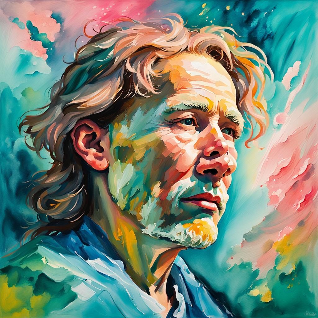 Heavenly Portrait in Watercolor Oil Painting