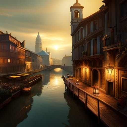 Venice in a Fantasy World: Detailed Matte Painting
