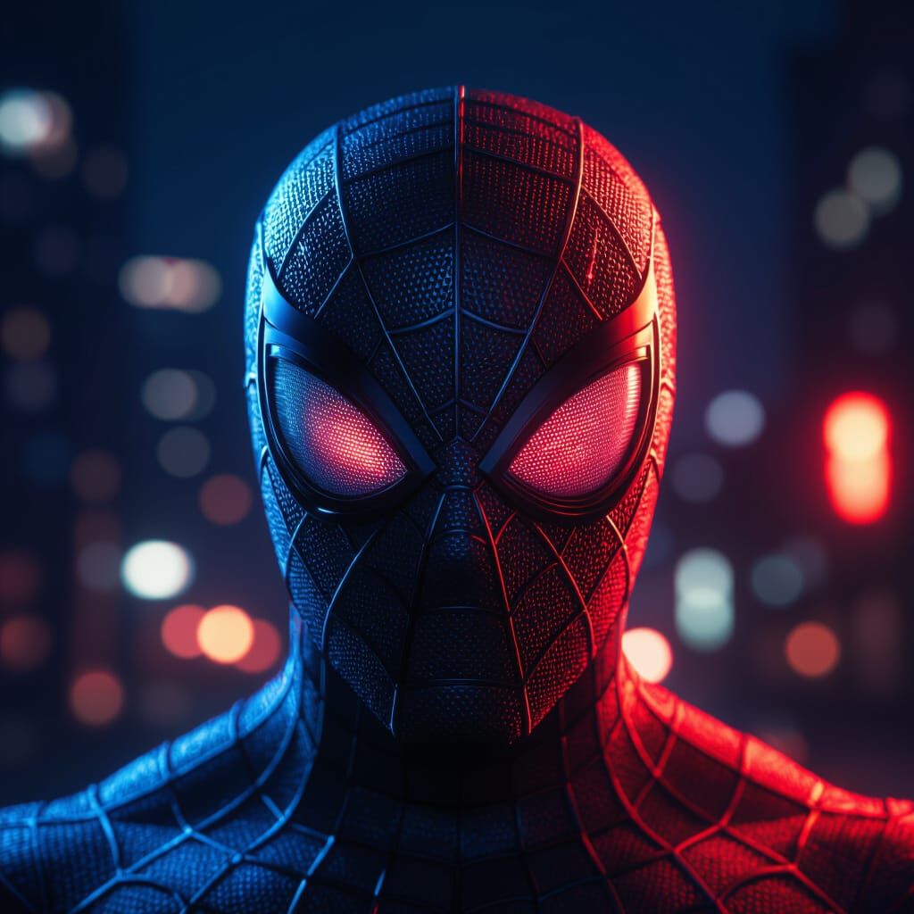 Spiderman Mask Close-Up: Intense Detail, Cinematic Style