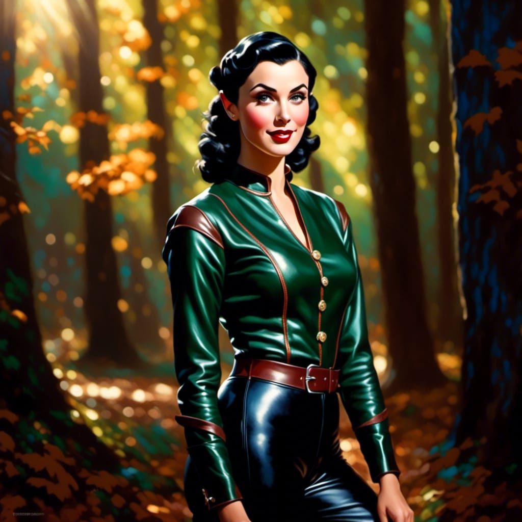 Elf in Sunlit Forest, Gil Elvgren Style