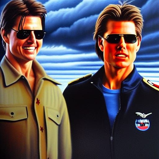 Photorealistic Painting of Pilots on Aircraft Carrier