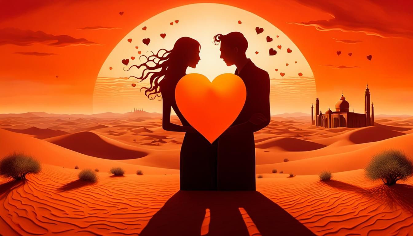 Surreal Lovers in Dreamlike Desert, Salvador Dali Style