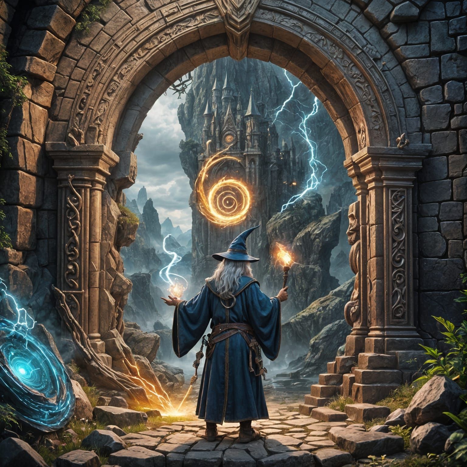 Wizard opening a portal