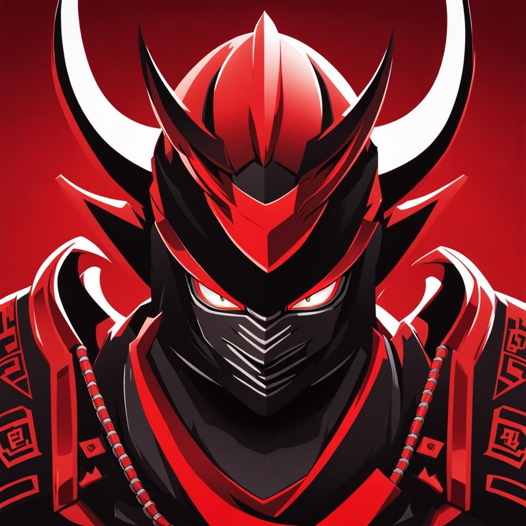 Flying Roblox Ninja Demon Head in Anime Style