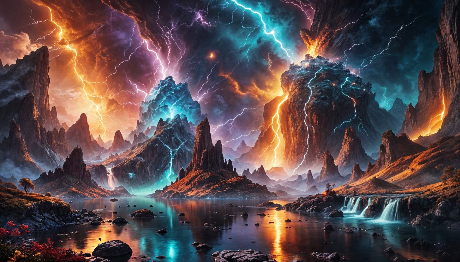 Celestial Crystal Islands Orbiting a Glowing Planet