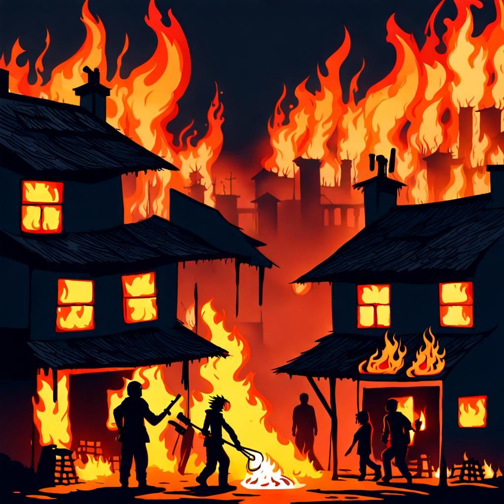 Inferno Village: Fire Pixies Dance in the Night