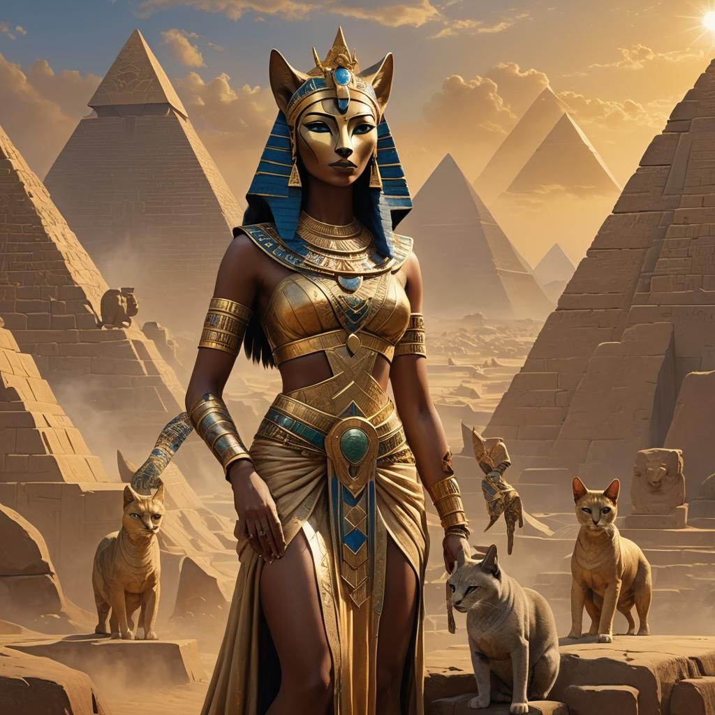 Bastet, Goddess of Protection, Before Pyramids: Digital Art