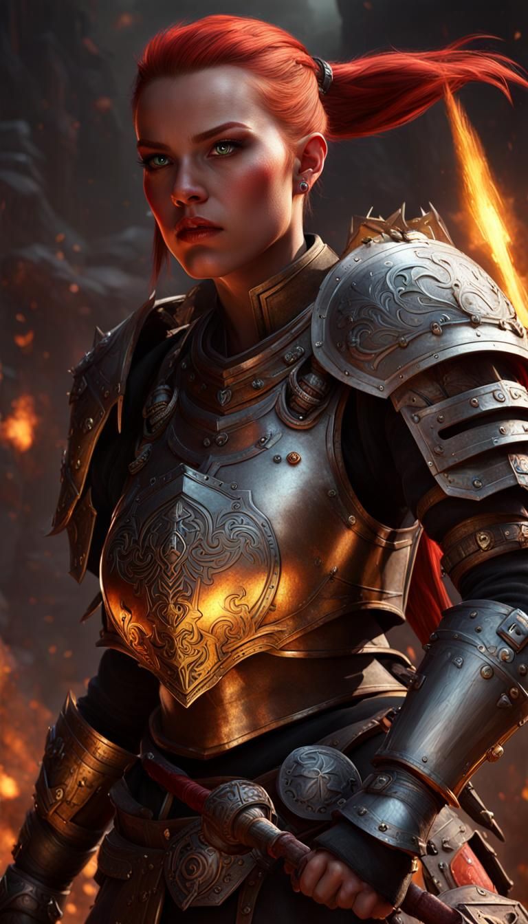 Fierce Dwarf Battle Cleric in Dark Fantasy Style