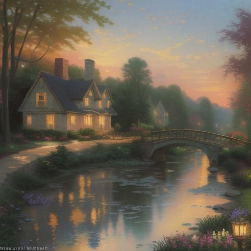 Romantic Couple in Sunlit Landscape Painting