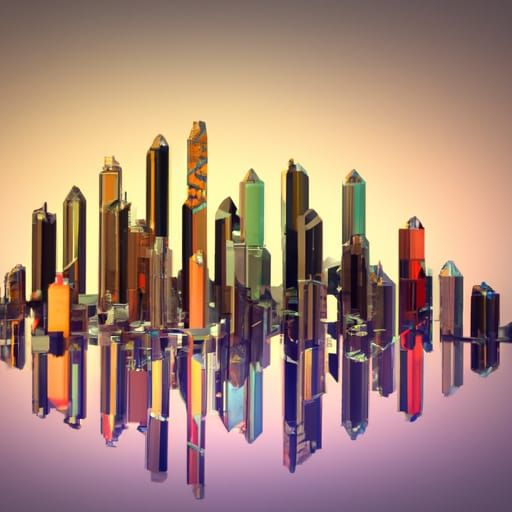 Bismuth Art Deco Cityscape