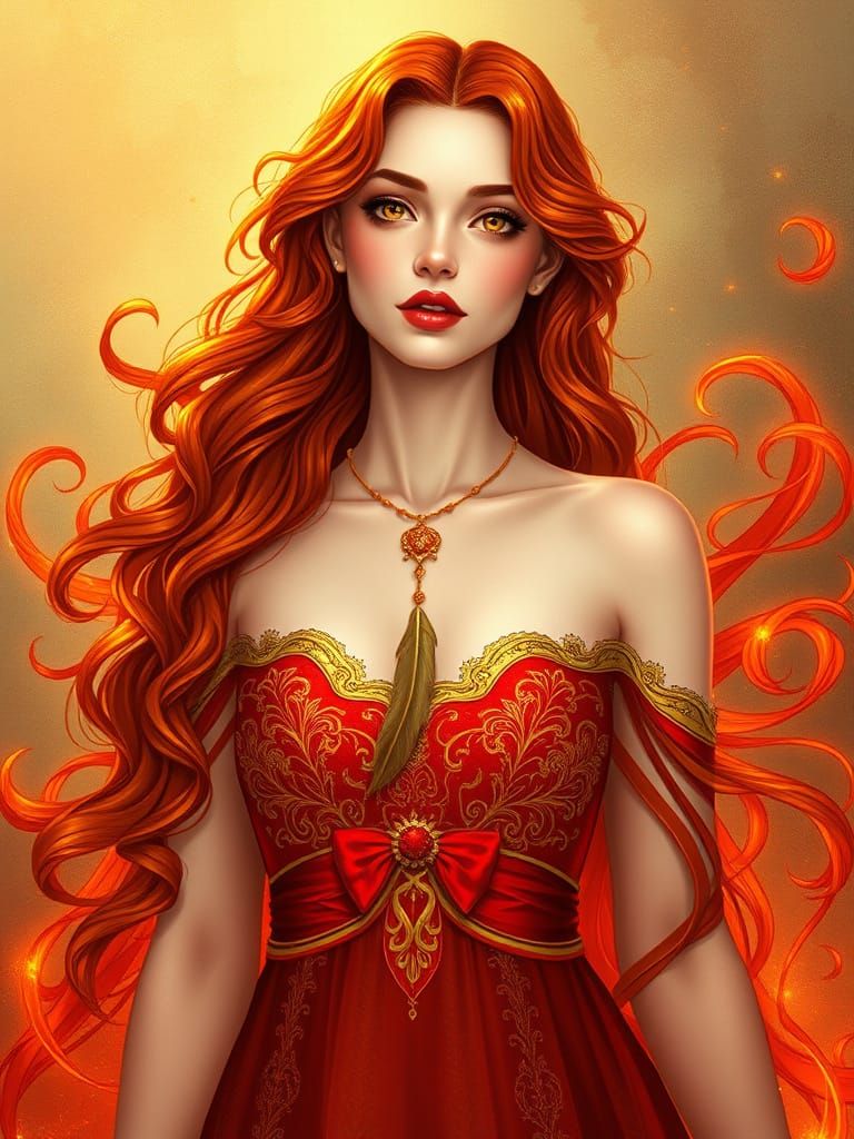 Ethereal Goddess in Art Nouveau Style