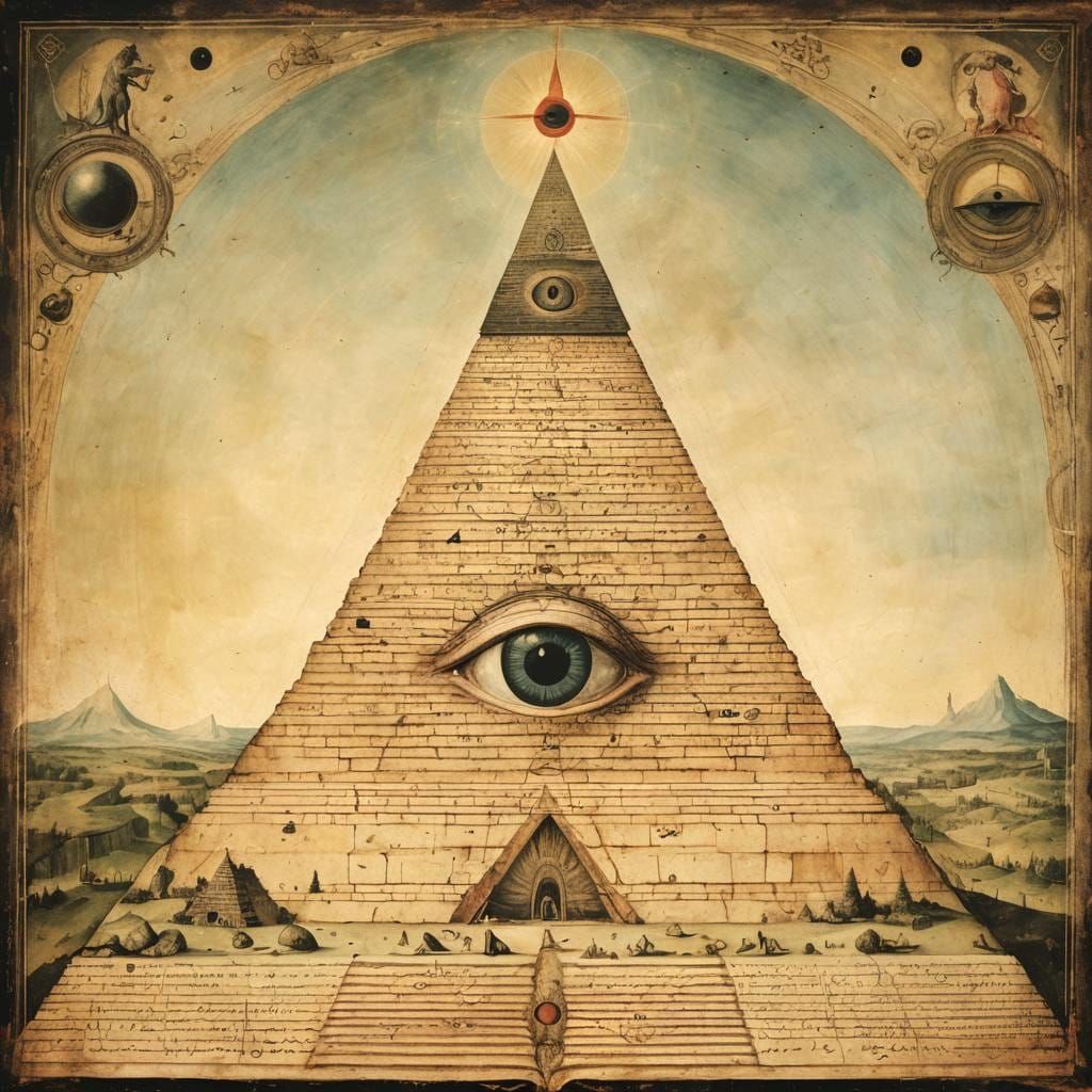 Mystical Pyramid Eye in Surrealist Iconography