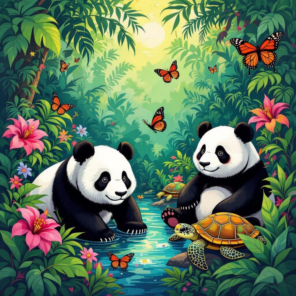 Vibrant Jungle Ecosystem with Endangered Species