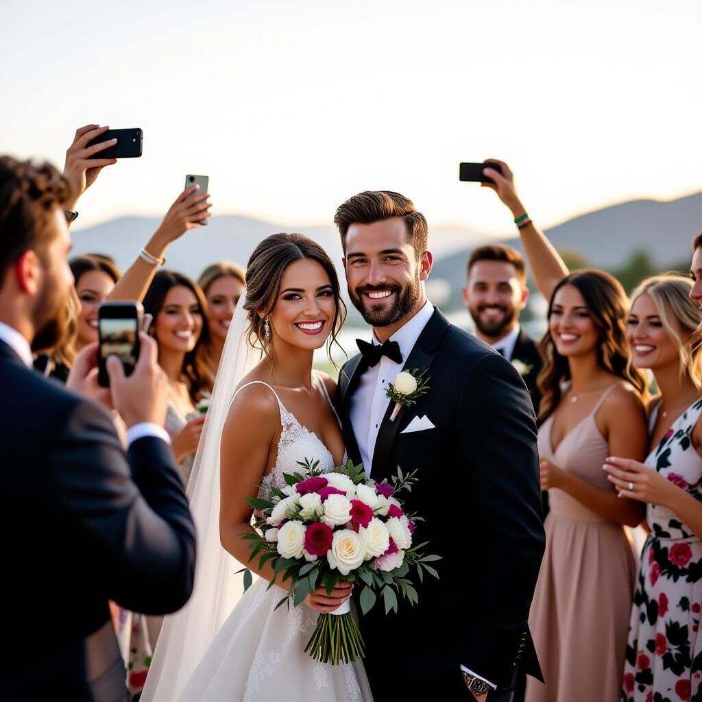 Wedding Photographer Capturing Joyful Group Photo