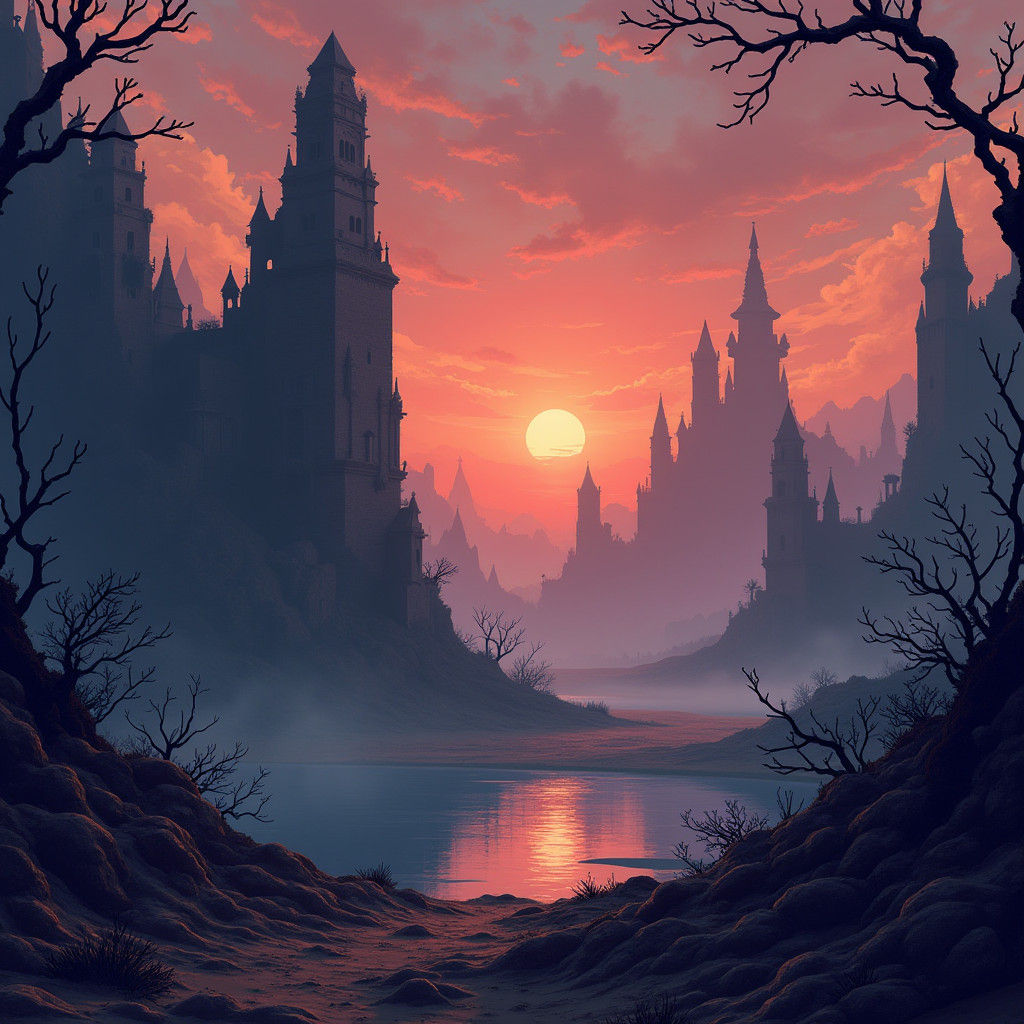 Dark Fantasy Dunescape: 32-bit Pixel Art