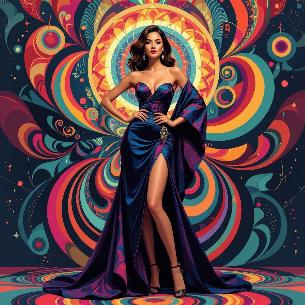 Woman in WPAP Style with Geometric Patterns