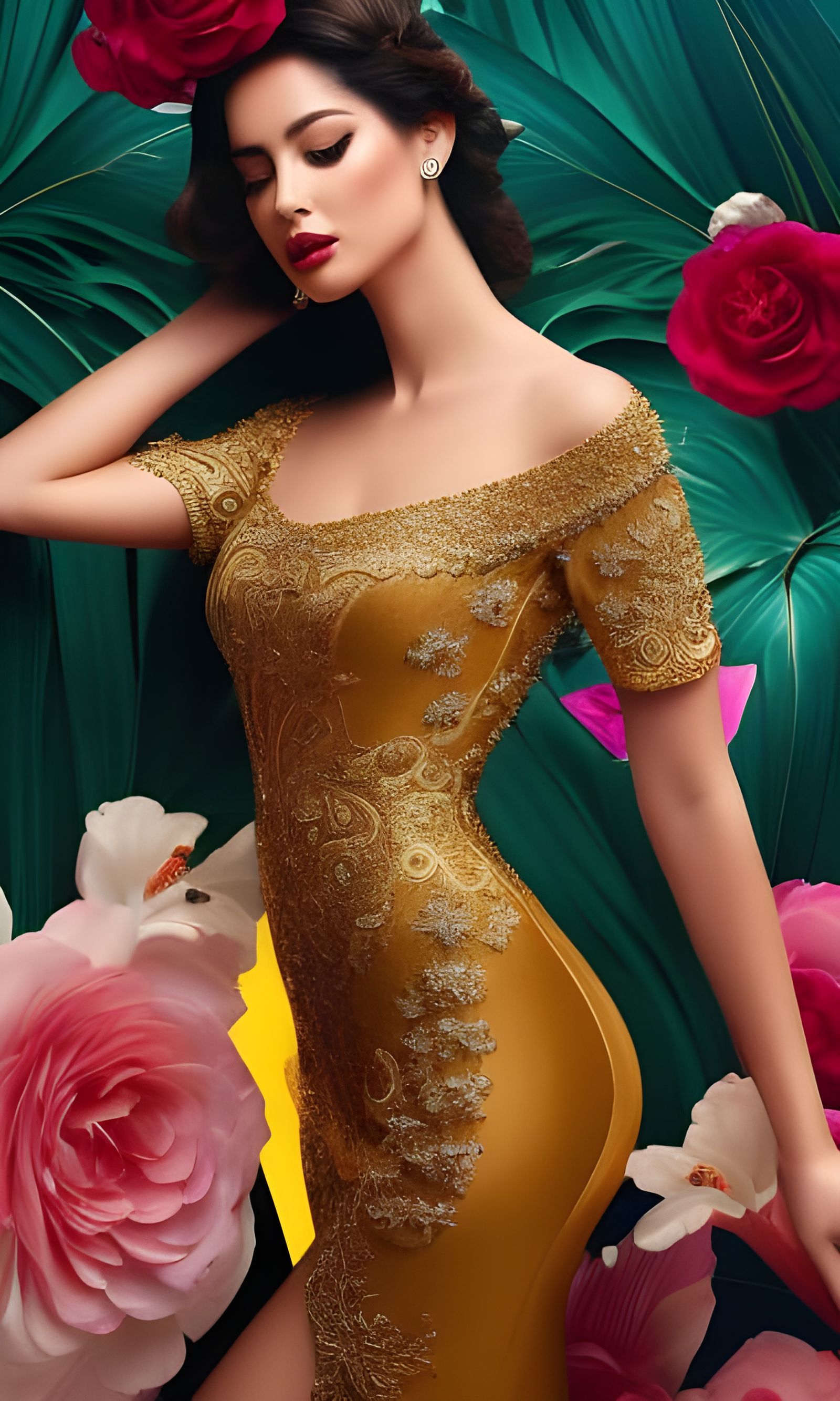 Rococo Woman's Breakfast in Pop Art Style