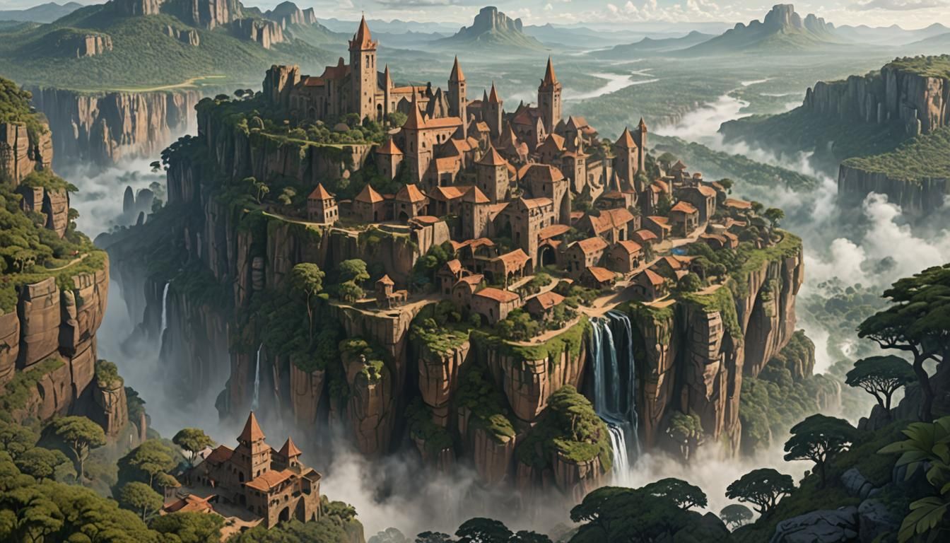 Ancient Town on Mesa Surrounded by Tropical Forest