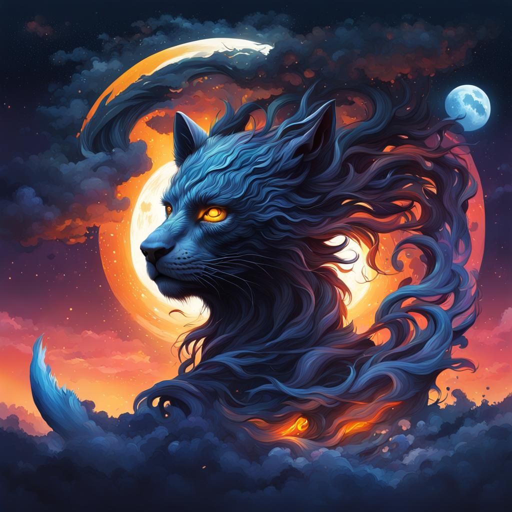 Mythical Midnight Moonlight in Hyperrealistic Splash Art