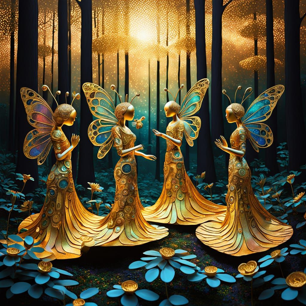 Surreal Iridescent Bees Emerge from Dark Forest Floor in a M...